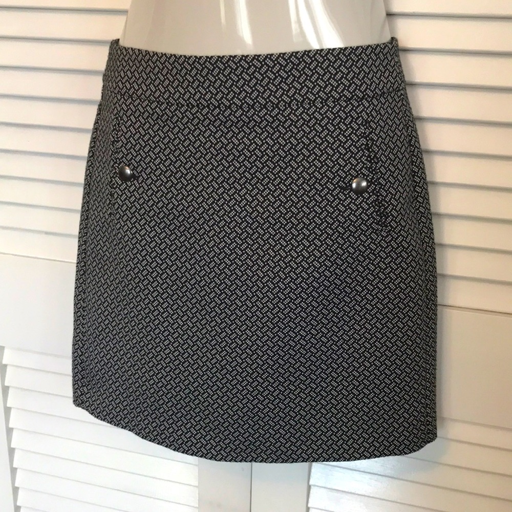 LOFT black & white pencil woven cotton blend skirt sz 0 office/work
